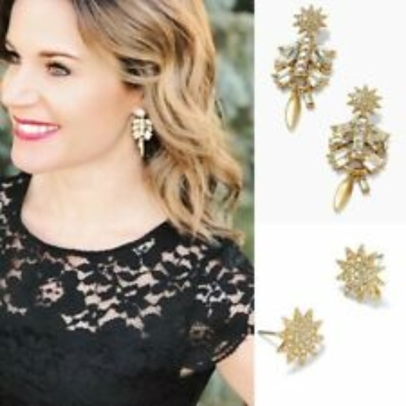 Stella and Dot | Campbell 2-in-1 Crystal+Gold Stud to Statement Earrings - Picture 4 of 9